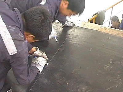 现场钢丝带粘接